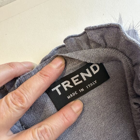 Trend Womens Cardigan Sweater Italy Cashmere Merino Wool Open Front Small Grey - Picture 3 of 6